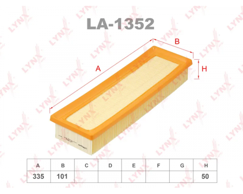 LA-1352 Фильтр воздушный ELP3963 DFA3468 LX 1451 1 457 433 158 LYNX LA-1352