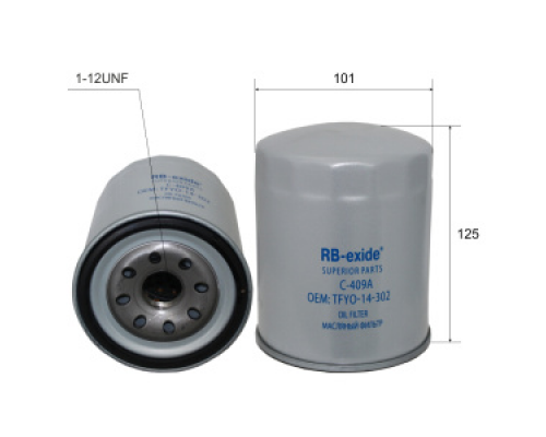 C-409A Фильтр масляный RB-EXIDE C2702 W11143 W1135 SM5703 W1145/80 130523800 TFYO14302 RB-EXIDE C-409A