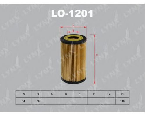 Фильтр масляный LYNXauto LO-1201 LYNX LO-1201